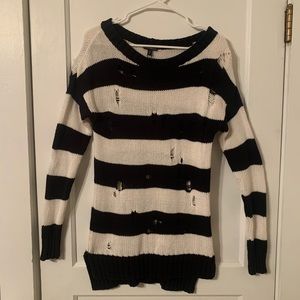 Distressed Striped Sweater